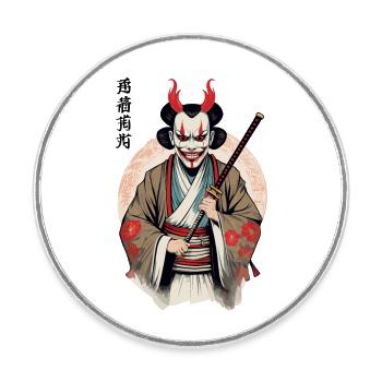 Oni Démoniaque Masque Samouraï Japon Culture Esthétique - Magnet rond - blanc - Devant