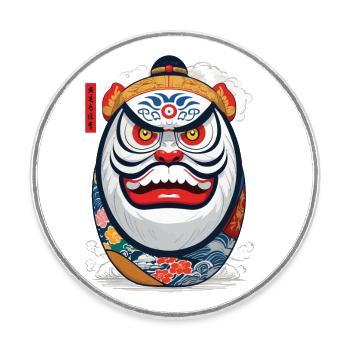 Japanischer Daruma Aesthetic Yokai Streetwear - Runder Kühlschrankmagnet - Weiß - Vorne