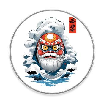 Japanischer Daruma Ästhetik Vintage Yokai - Runder Kühlschrankmagnet - Weiß - Vorne
