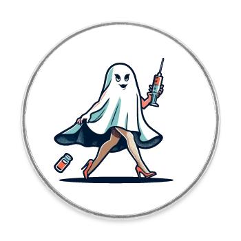 Funny Nurse Halloween Party Costume - Round  fridge magnet - white - Front