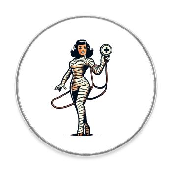 Nurse Mummy Caregiver Physician Assistant Style - Round  fridge magnet - white - Front