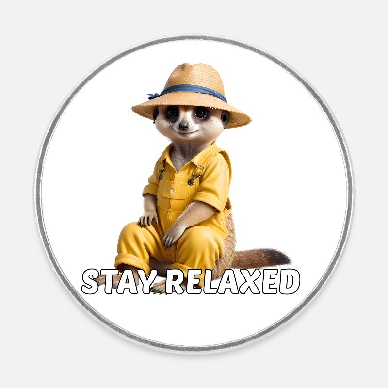 Suricate - Magnet rond - blanc
