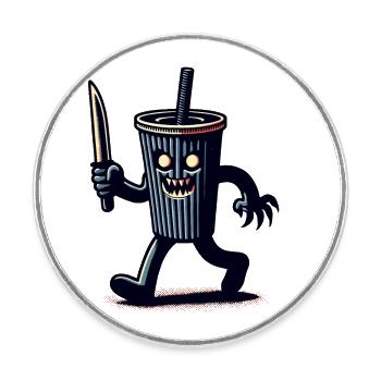 Scary Psycho Drinking Cup Drinks - Round  fridge magnet - white - Front