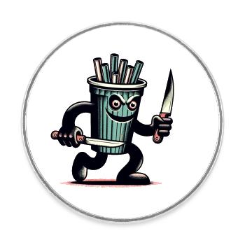 Scary Psycho Drinking Cup Drinks - Round  fridge magnet - white - Front