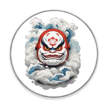 Japanischer Daruma Aesthetic Yokai Vintage - Runder Kühlschrankmagnet - Weiß - Vorne