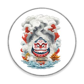 Japanischer Daruma Ästhetik Yokai Vintage - Runder Kühlschrankmagnet - Weiß - Vorne