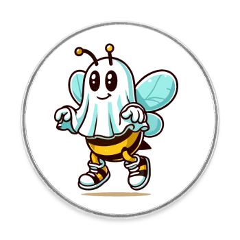 Drôle d’abeille fantôme Abeille fantôme mignonne - Magnet rond - blanc - Devant