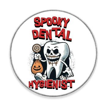 Motif d’Halloween d’hygiéniste dentaire effrayant - Magnet rond - blanc - Devant