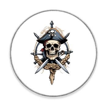 Pirate Flags Skull Jolly Roger Pirate Costume - Round  fridge magnet - white - Front