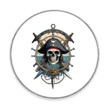 Pirate Flags Skull Jolly Roger Pirate Costume - Round  fridge magnet - white - Front