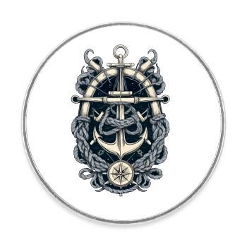 Ästhetisches Anker Design - Runder Kühlschrankmagnet - Weiß - Vorne