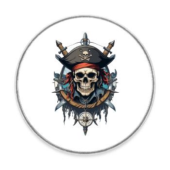 Pirate Flags Skull Jolly Roger Pirate Costume - Round  fridge magnet - white - Front
