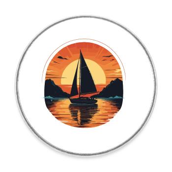 Voilier Sunset Adventure - Magnet rond - blanc - Devant