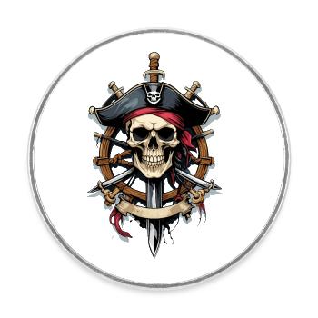 Pirate Flags Skull Jolly Roger Pirate Costume - Round  fridge magnet - white - Front