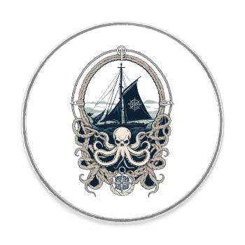 Krake Seeungeheuer Hobby Fischer Seefahrer - Runder Kühlschrankmagnet - Weiß - Vorne
