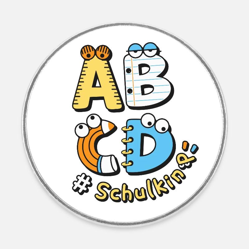 Schulkind Einschulung Schulanfang Schule - Runder Kühlschrankmagnet - Weiß