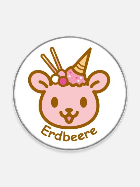 Eisbär Erdbeere - Runder Kühlschrankmagnet - Weiß