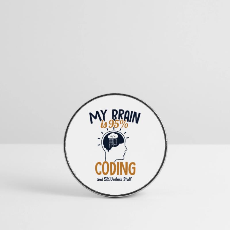 My Brain is 95% Coding Full Stack Coder Software Round  fridge magnet