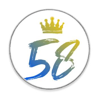 58 Number crown - Round  fridge magnet - white - Front