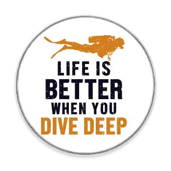 Life Is Better When You Dive Deep Taucherbrille - Runder Kühlschrankmagnet - Weiß - Vorne