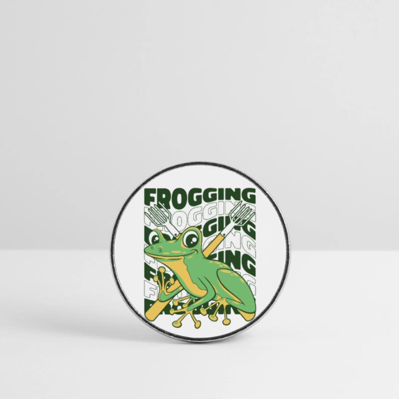 frogging tadpole tree frog toad frog catcher Round  fridge magnet