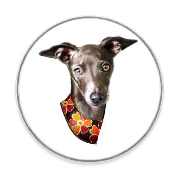 Kleiner Windhund - Runder Kühlschrankmagnet - Weiß - Vorne
