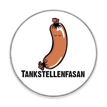Tankstellenfasan, Knackwurst, Bockwurst, Brühwurst - Runder Kühlschrankmagnet - Weiß - Vorne