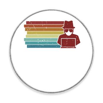 Rétro Social Engineering Phishing Sniffer Grey - Magnet rond - blanc - Devant