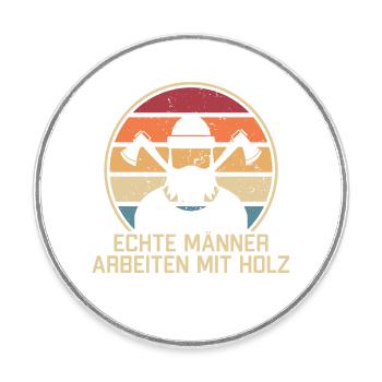 De vrais hommes travaillant avec un charpentier en bois Charpentier - Magnet rond - blanc - Devant