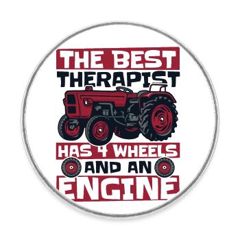 The Best Therapist Has 4 Wheels Bauer Biobauer - Runder Kühlschrankmagnet - Weiß - Vorne
