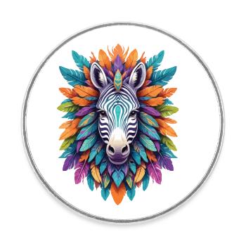 Zebra Mandala Traumfänger Design In Bohemian Stil - Runder Kühlschrankmagnet - Weiß - Vorne