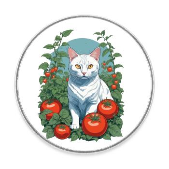 Garden Cat Cute Pet Love - Round  fridge magnet - white - Front