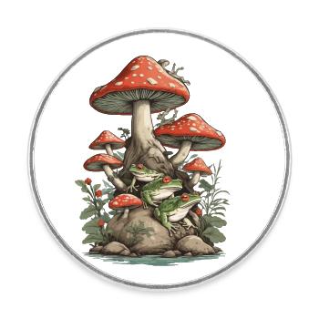 Natur Vintage Frosch Design Streetwear Aesthetic - Runder Kühlschrankmagnet - Weiß - Vorne