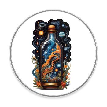 Galaxie in Flasche Boho Style Ästhetik - Runder Kühlschrankmagnet - Weiß - Vorne