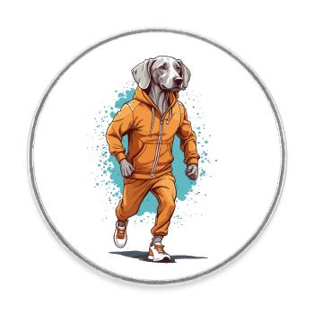 Braque de Weimar Streetwear Jogging Esthétique Fitness - Magnet rond - blanc - Devant