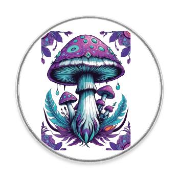 Illumination spirituelle du mandala du champignon - Magnet rond - blanc - Devant