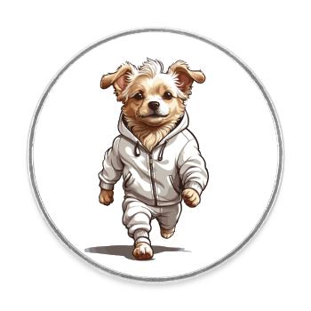 Dog Streetwear Esthétique Fitness Running Design - Magnet rond - blanc - Devant