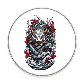 Seeungeheuer Japanischer Dämon Yokai Streetwear - Runder Kühlschrankmagnet - Weiß - Vorne
