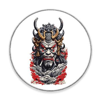 Ästhetische Yokai Streetwear Japanischer Dämon - Runder Kühlschrankmagnet - Weiß - Vorne
