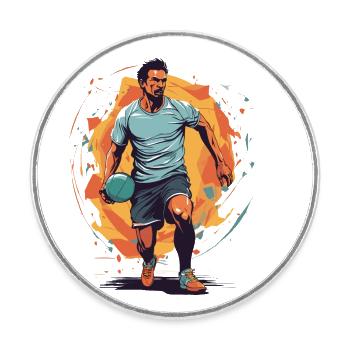 Handball Player Streetwear Iconic Style Design - Round  fridge magnet - white - Front