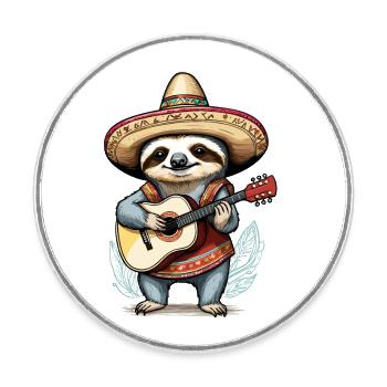 Sloth, Mariachi, Mexico, Music, Fiesta - Round  fridge magnet - white - Front