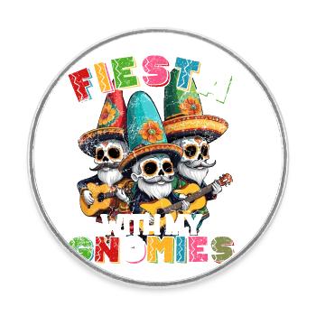 Funny Gnome Fiesta and Mexican - Round  fridge magnet - white - Front