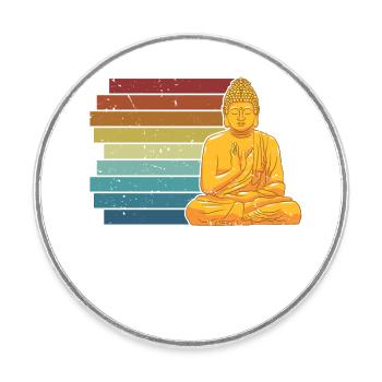Retro Buddhistische Statue Symbol Priester Buddhismus - Runder Kühlschrankmagnet - Weiß - Vorne