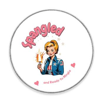 Design rétro vintage prêt à se mêler le 4 juillet - Magnet rond - blanc - Devant
