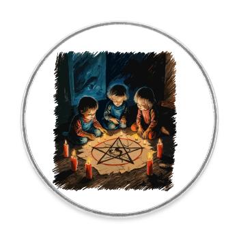 Retro Vintage Design Okkulte Beschwörung Rituale - Runder Kühlschrankmagnet - Weiß - Vorne