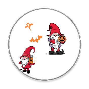 Happy Gnome-Oween Last Minute Kostüm - Runder Kühlschrankmagnet - Weiß - Vorne