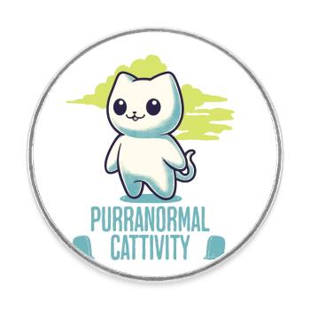 Purranormal Cattivity Spooky Cat Lover - Magnet rond - blanc - Devant
