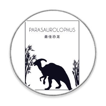 Parasaurolophus Chinese Hanzi Dinosaur Lover - Round  fridge magnet - white - Front