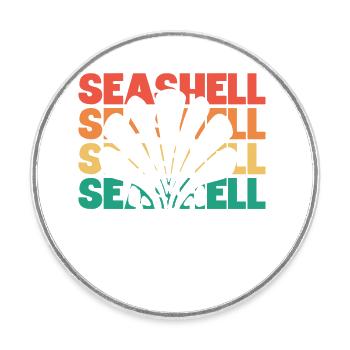 Retro Silhouette Shelling Bag Bivalvia Seashell - Round  fridge magnet - white - Front