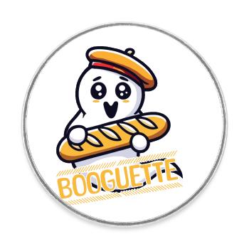 Ghost With Baguette Booguette Fun - Round  fridge magnet - white - Front